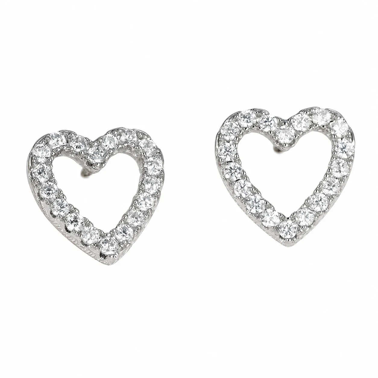 Open Heart 316 Stainless Steel Pavé Crystal PVD Stud Earrings