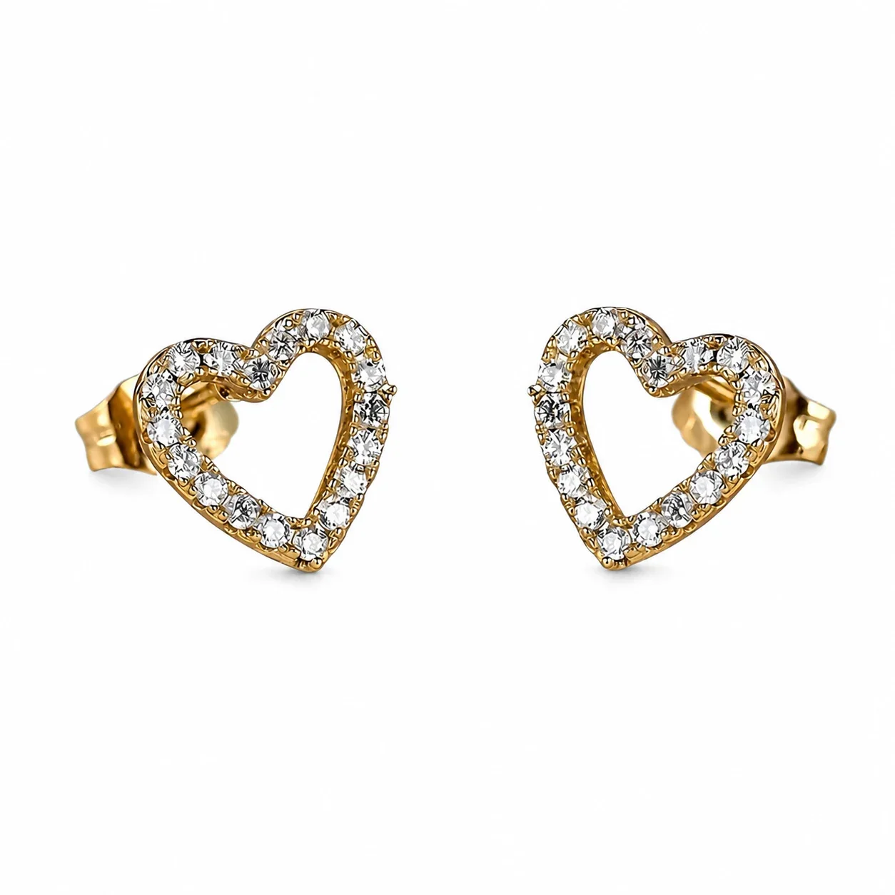 Open Heart 316 Stainless Steel Pavé Crystal Stud Earrings