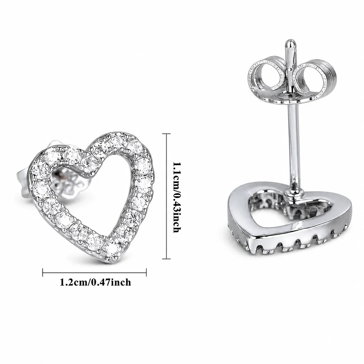 Open Heart 316 Stainless Steel Pavé Crystal Stud Earrings