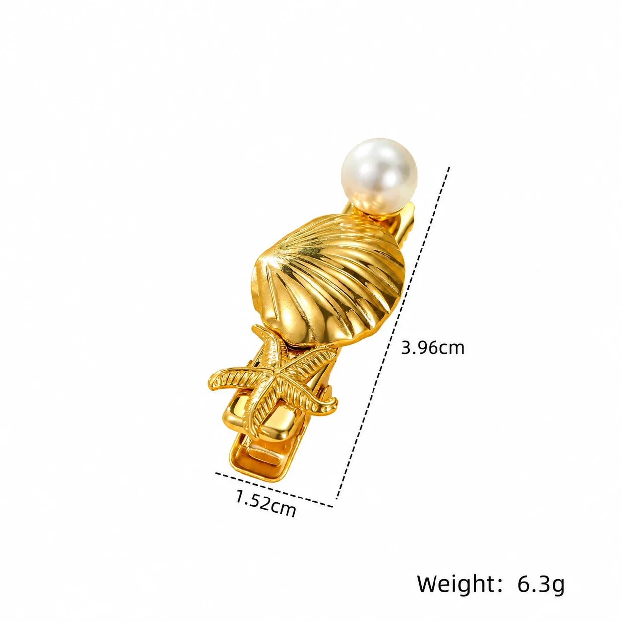 Hair Clips Shell Starfish Pearl & Flower Stainless Steel - Shell Starfish Pearl Clip