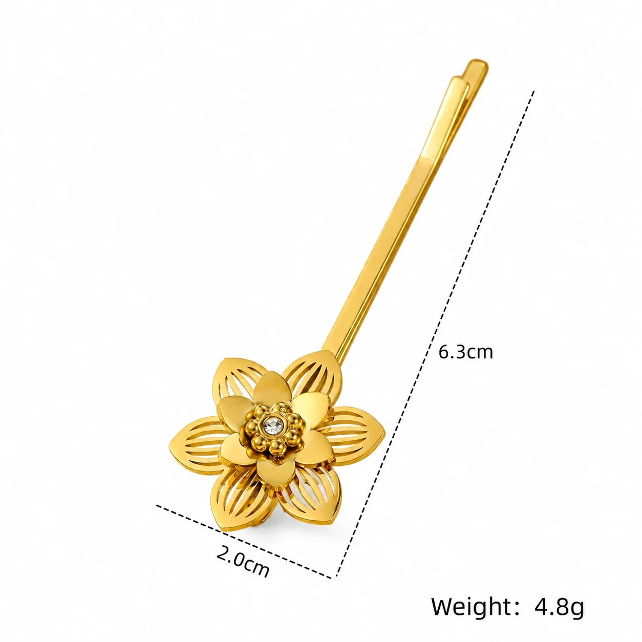 Hair Clips Shell Starfish Pearl & Flower Stainless Steel - Openwork Flower Pin