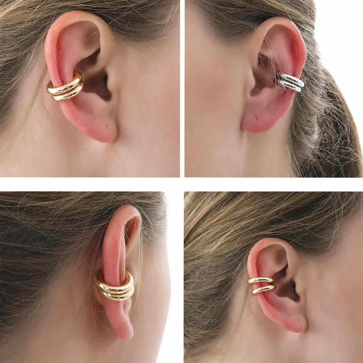 Polished 316 Stainless Steel Double-Band Ear Cuff