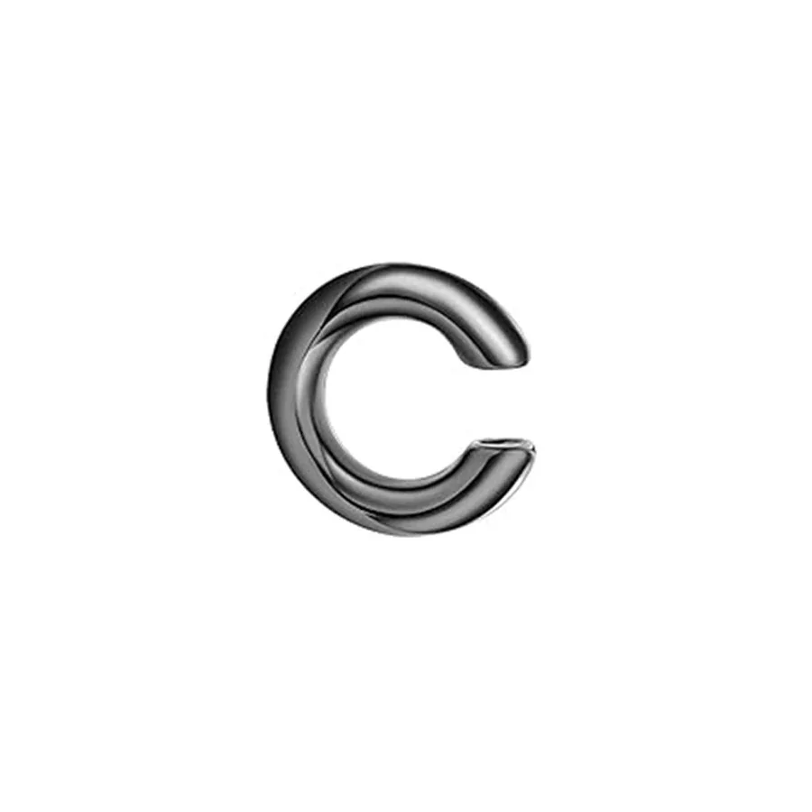 Polished 316 Stainless Steel Double-Band Ear Cuff - Black