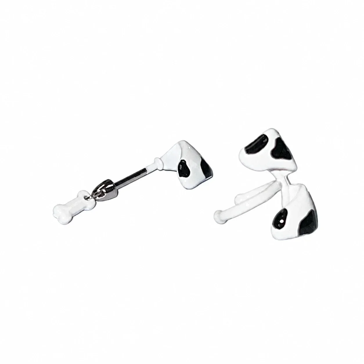 Playful Black-White Plated 316 Puppy Bone Ear Cuff