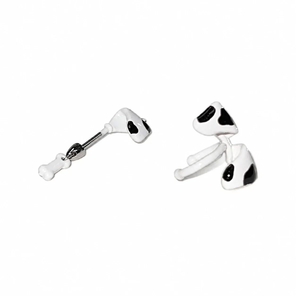 Playful Black-White Plated 316 Puppy Bone Ear Cuff