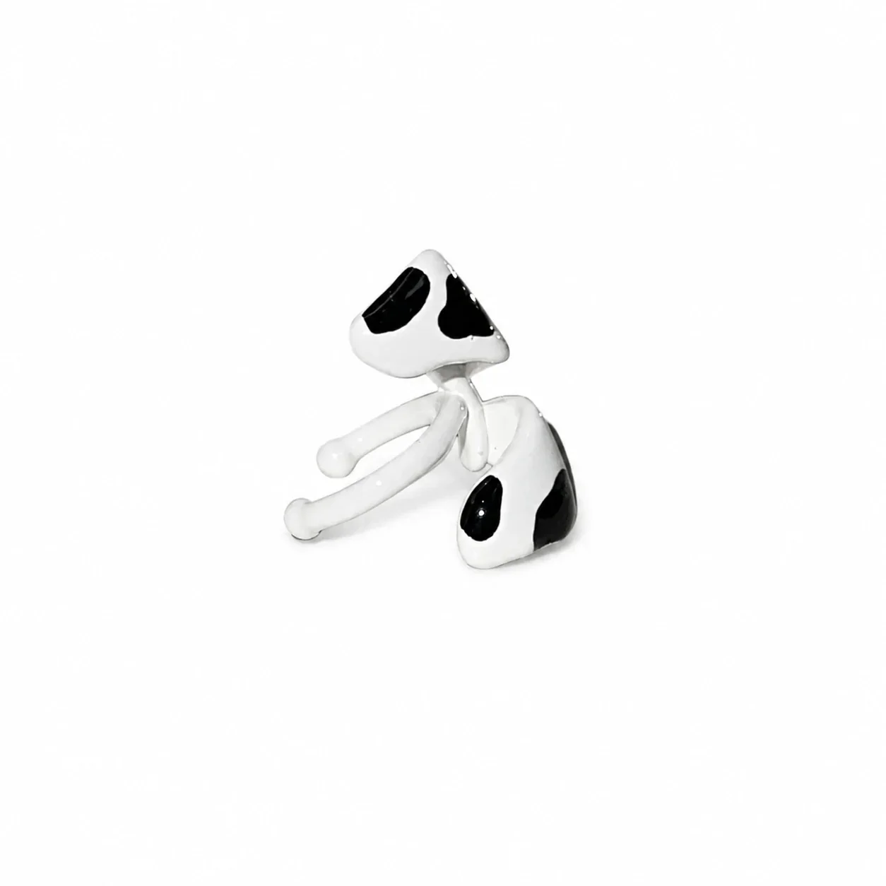 Playful Black-White Plated 316 Puppy Bone Ear Cuff