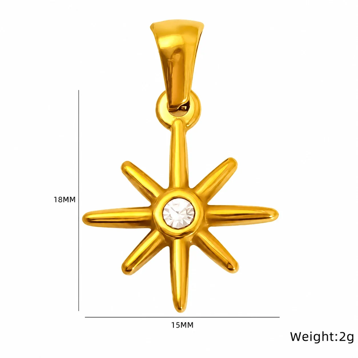 Eclectic Gold-Plated Stainless Steel Mixed-Motif CZ Pendant