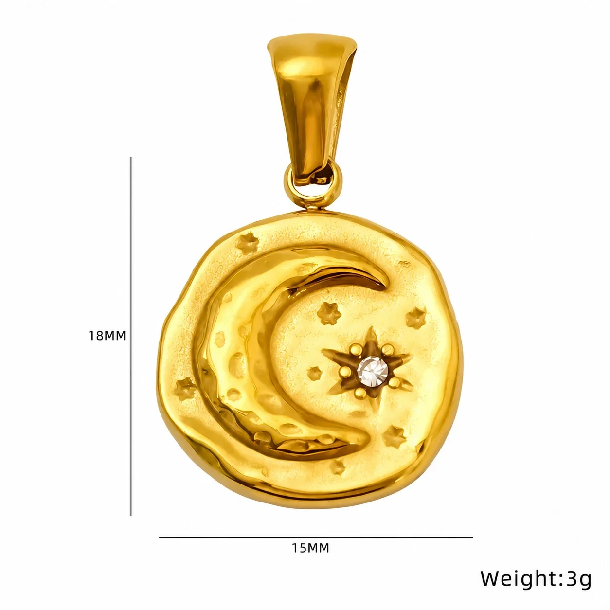 Eclectic Gold-Plated Stainless Steel Mixed-Motif CZ Pendant - Gold Evil Eye Cubic Zirconia