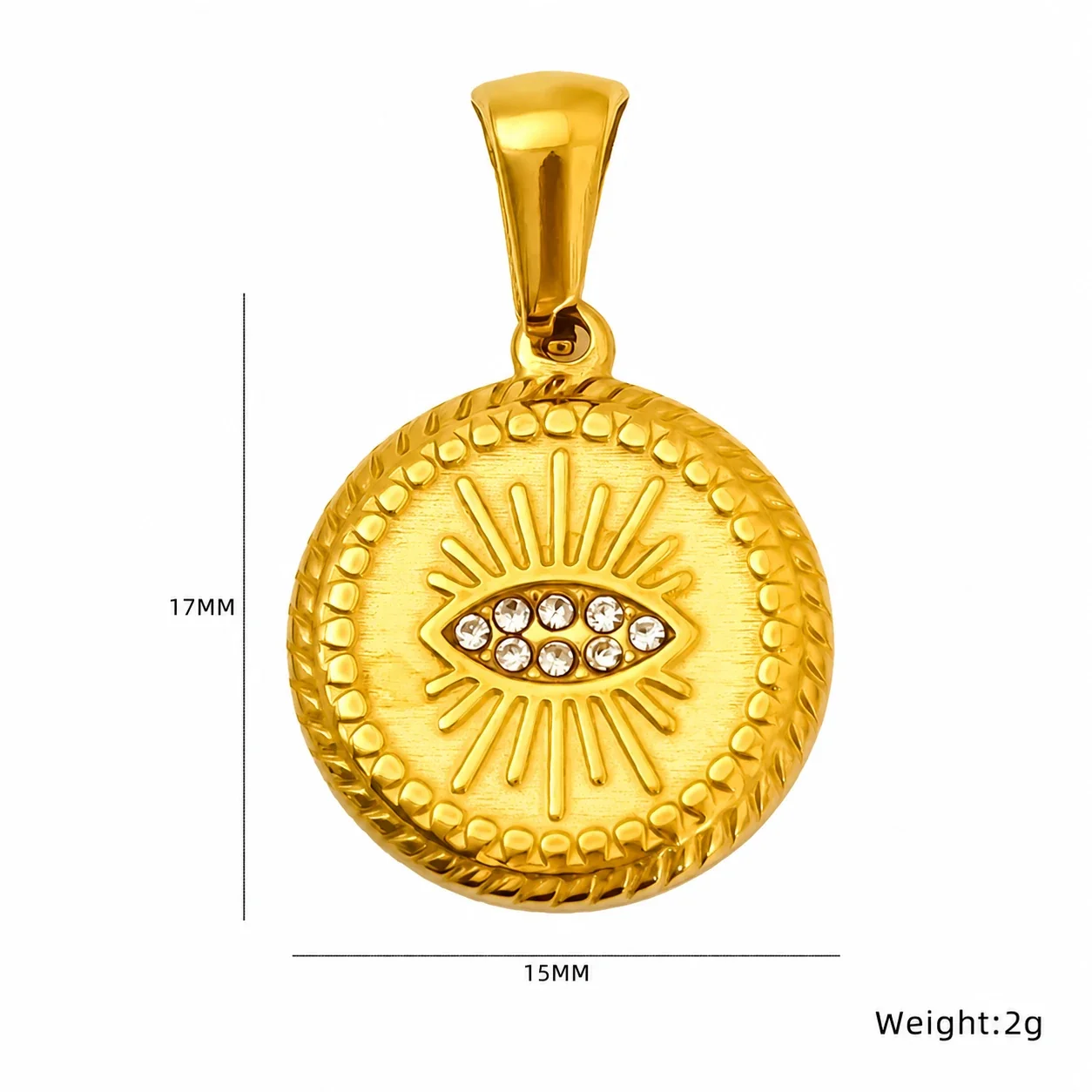 Eclectic Gold-Plated Stainless Steel Mixed-Motif CZ Pendant - Gold Heart Cubic Zirconia