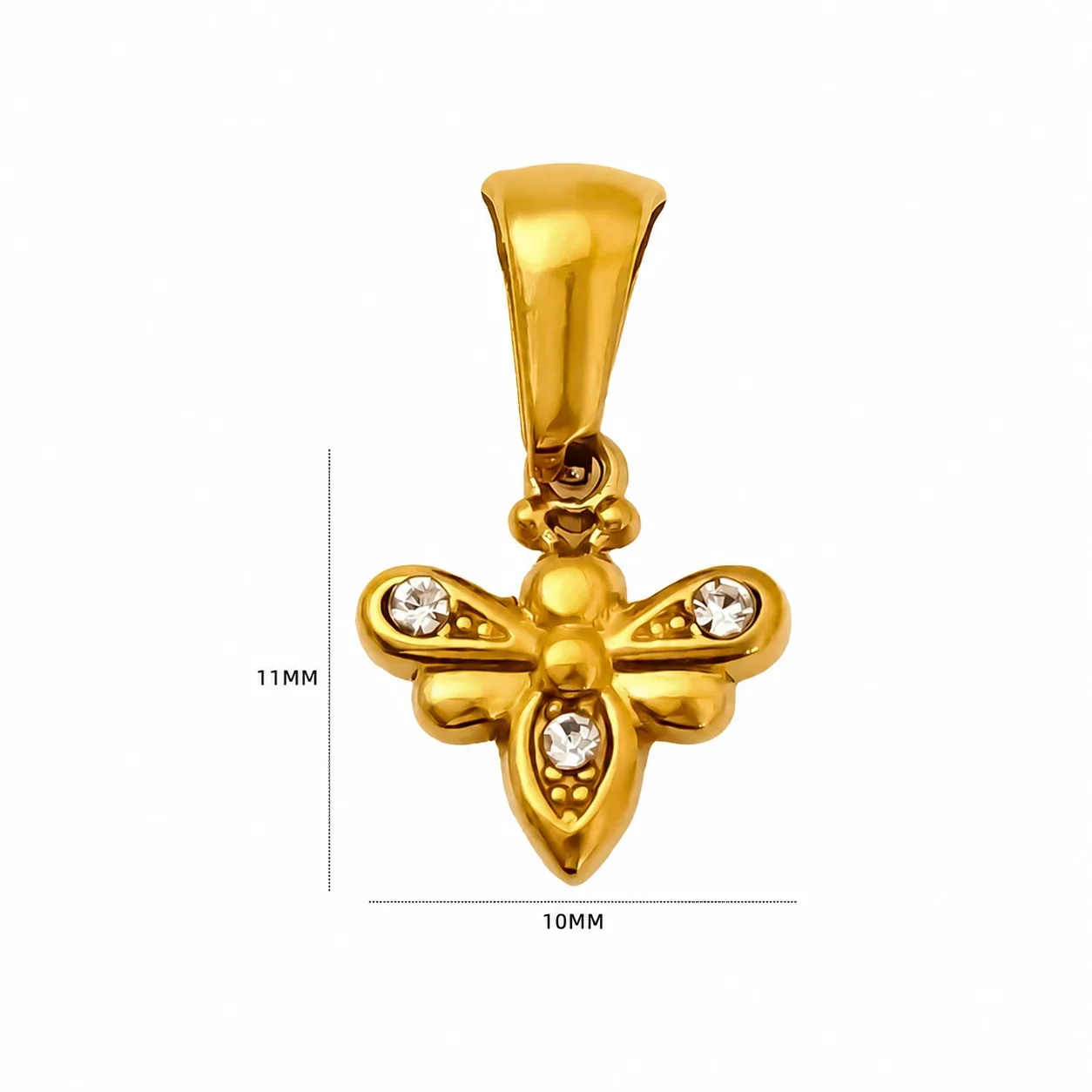 Eclectic Gold-Plated Stainless Steel Mixed-Motif CZ Pendant - Gold Ladybug Cubic Zirconia