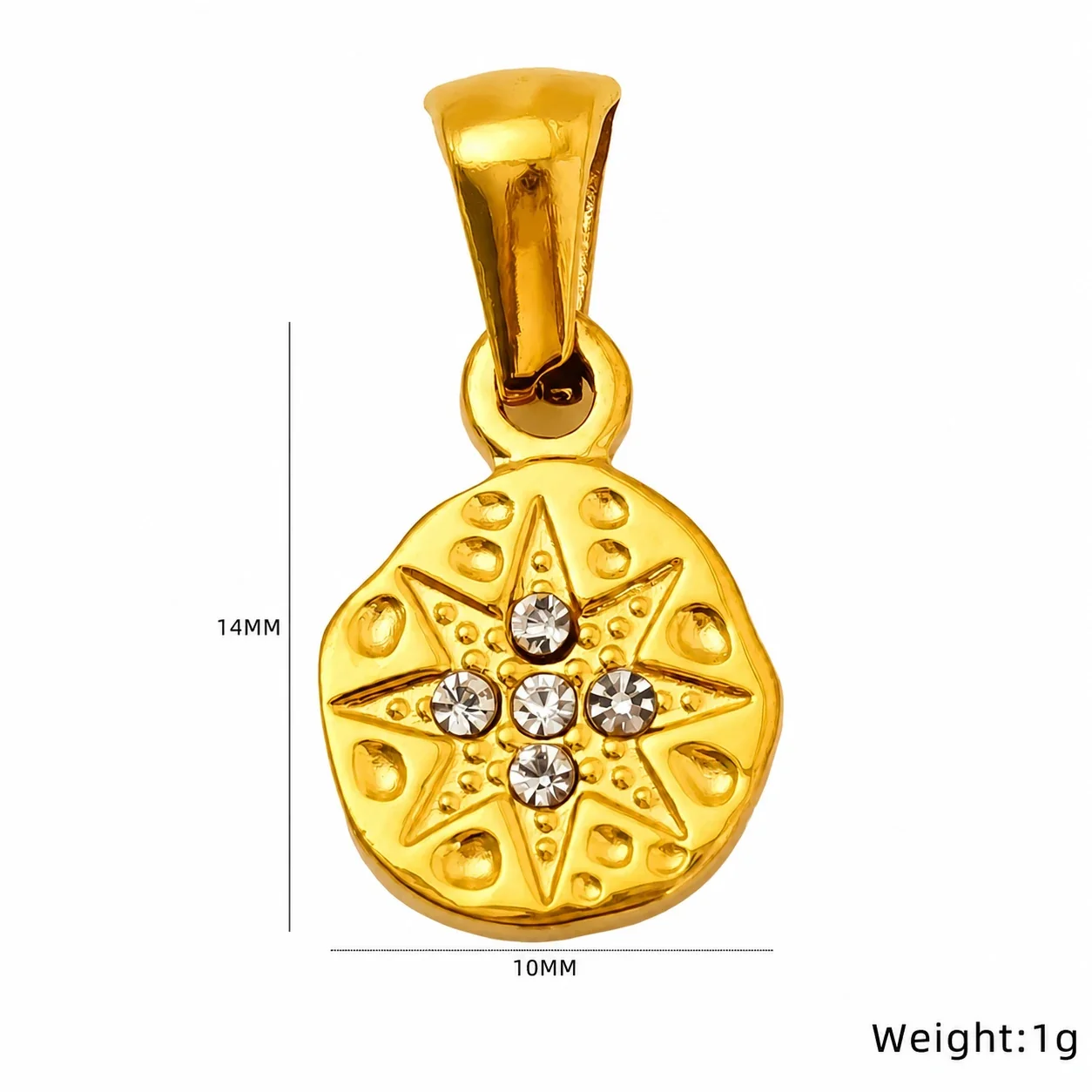 Eclectic Gold-Plated Stainless Steel Mixed-Motif CZ Pendant - Gold Bee Cubic Zirconia