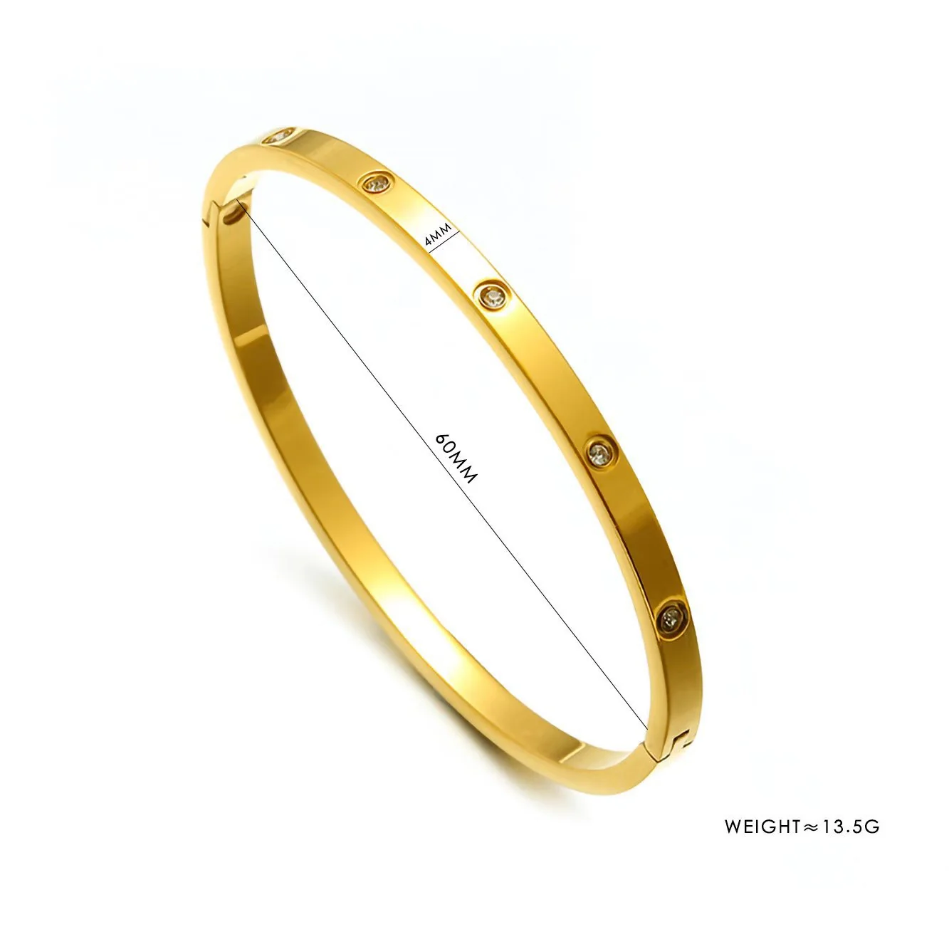 Foto del producto: Brazalete: Cristales con engaste biselado en acero inoxidable chapado en oro de 18K