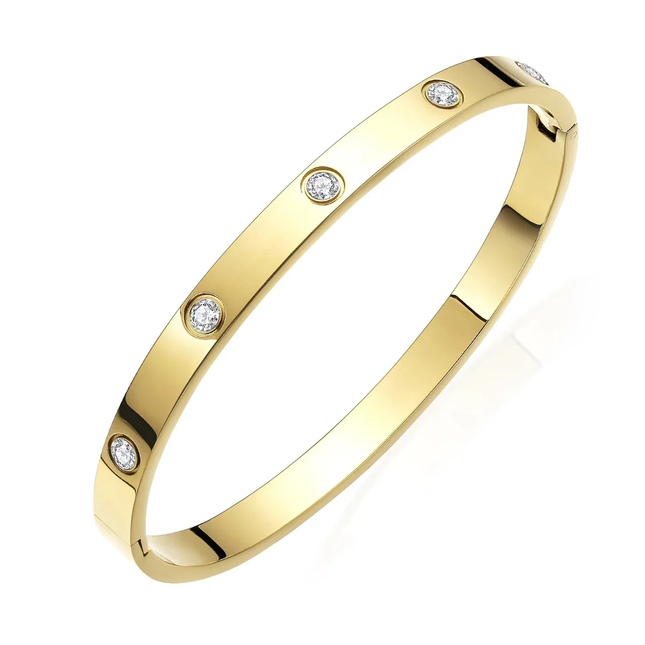 Foto del producto: Brazalete: Cristales con engaste biselado en acero inoxidable chapado en oro de 18K