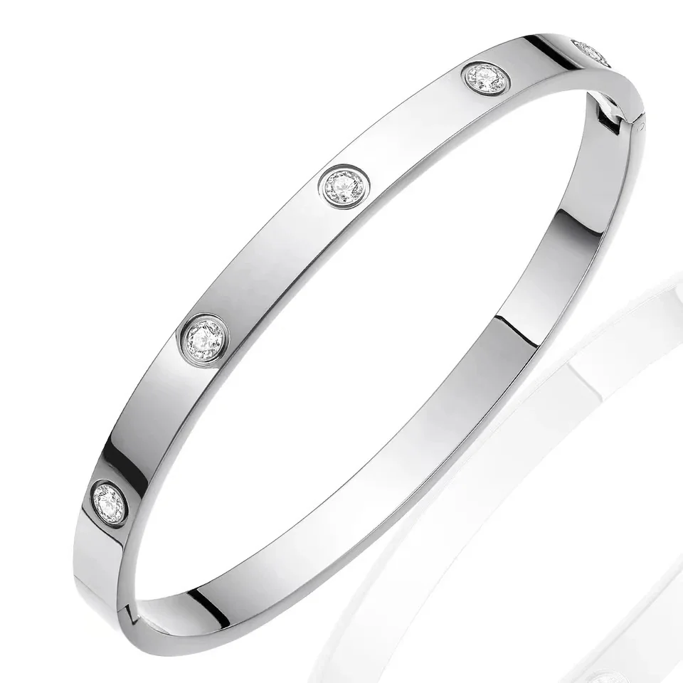 Foto del producto: Brazalete: Cristales con engaste biselado en acero inoxidable chapado en oro de 18K