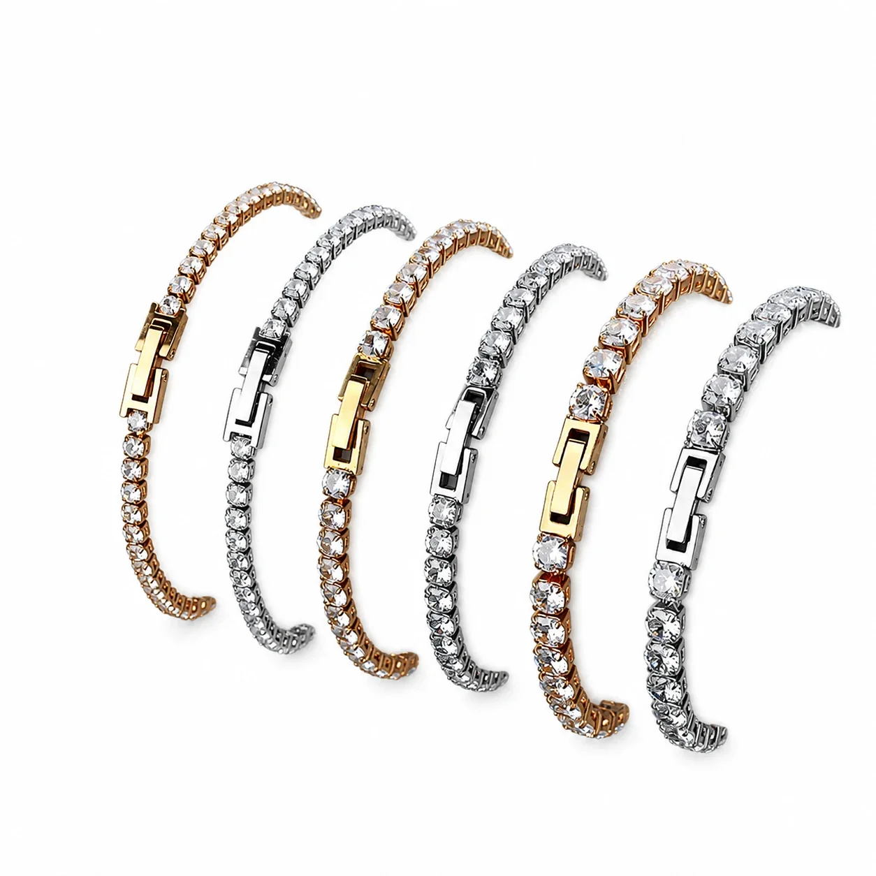 Iced Stainless Steel Round CZ Box Tennis Bracelet