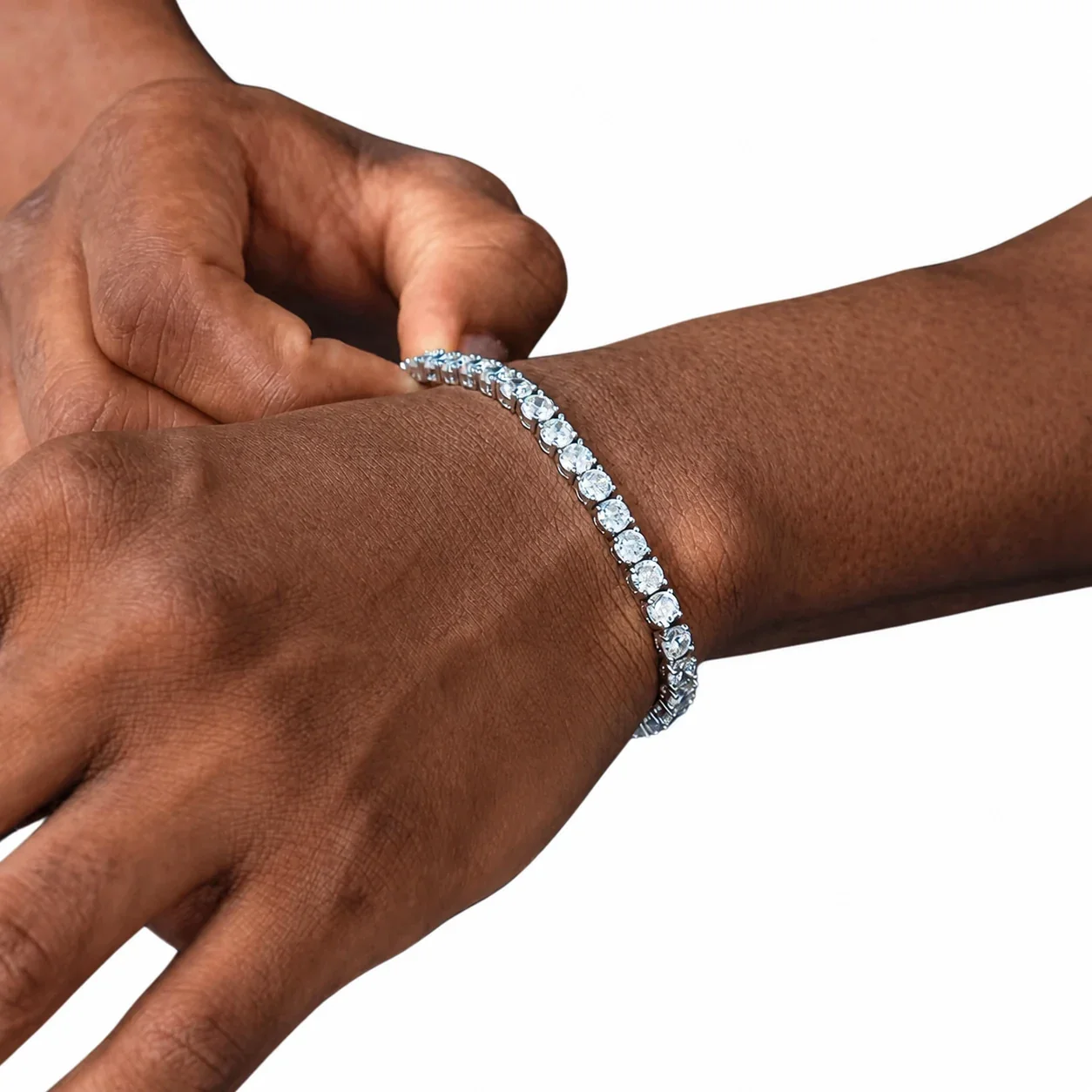 Iced Stainless Steel Round CZ Box Tennis Bracelet