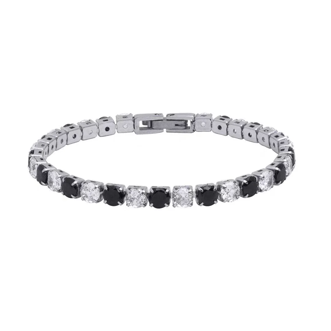 Iced Stainless Steel Round CZ Box Tennis Bracelet