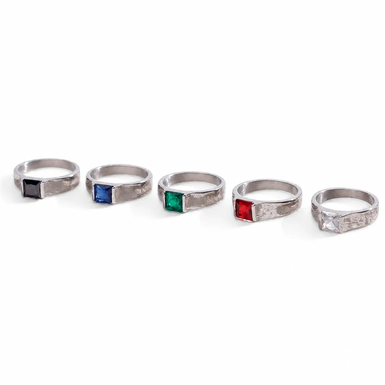 Polished 316 Stainless Steel Square Stone Signet Ring