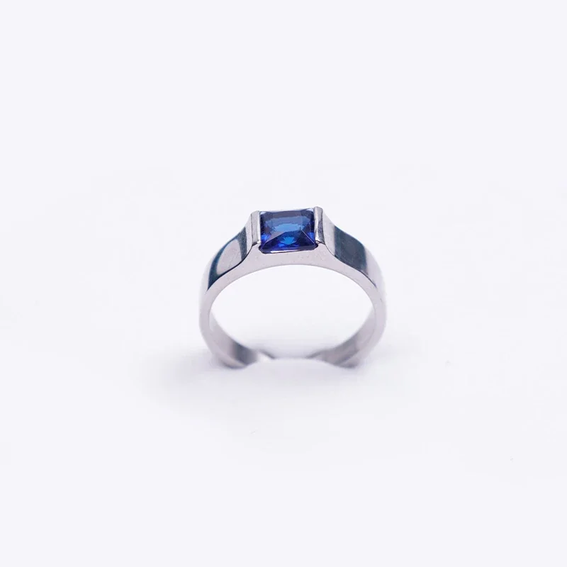 Polished 316 Stainless Steel Square Stone Signet Ring