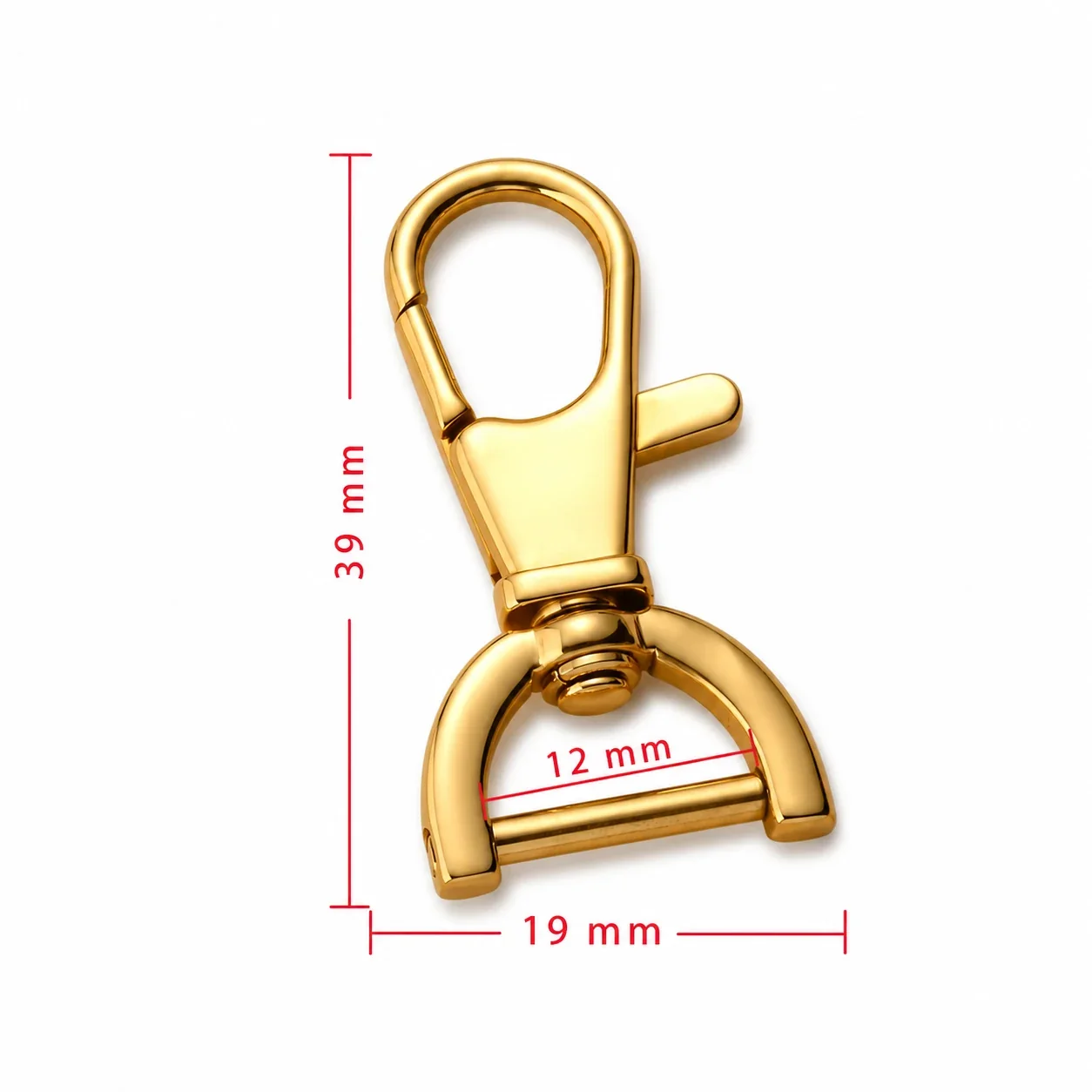 Polished Stainless Steel Swivel Snap Hook Key Clip - Gold x x mm