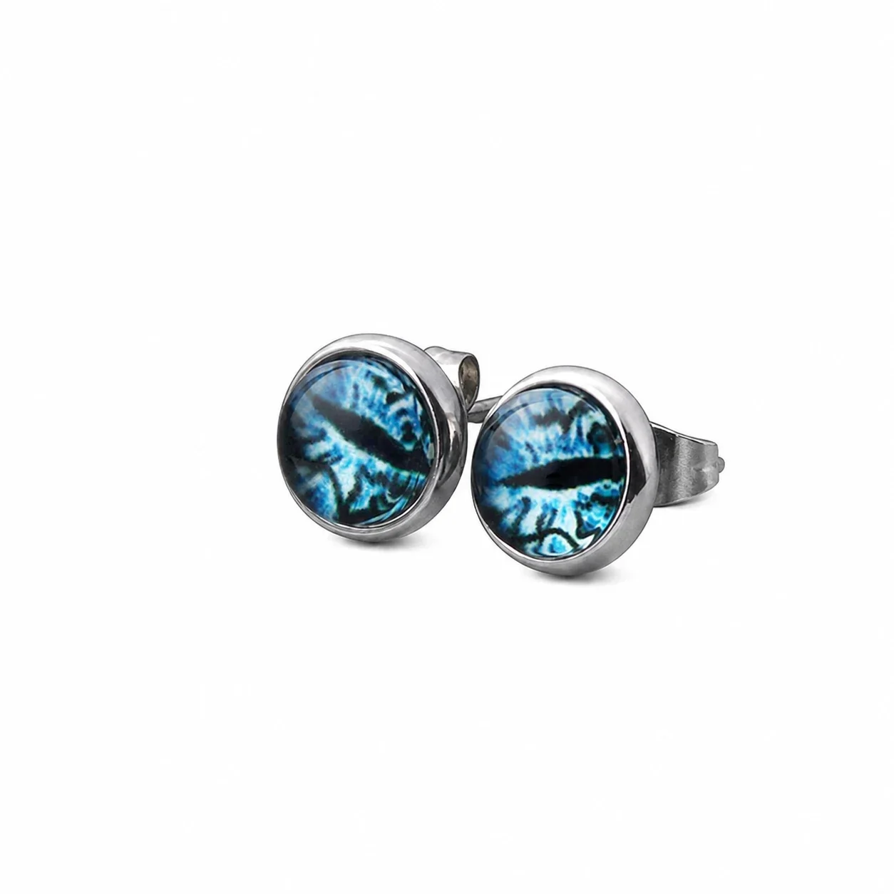 Edgy Stainless Steel Silver-Plated Eye Motif Stud Earrings