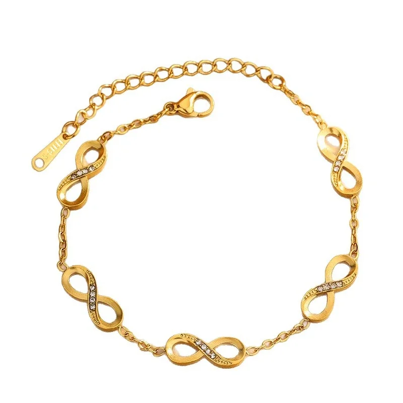Radiant Gold-Plated Stainless Steel Infinity CZ Chain Jewelry Set