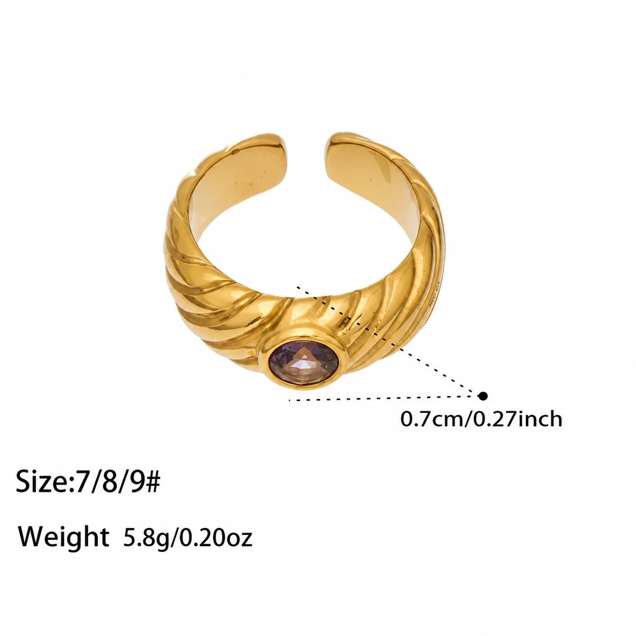 Heart, Oval & Crystal Ring Assortment, Stainless Steel Gold PVD - Gold Heart Crystal