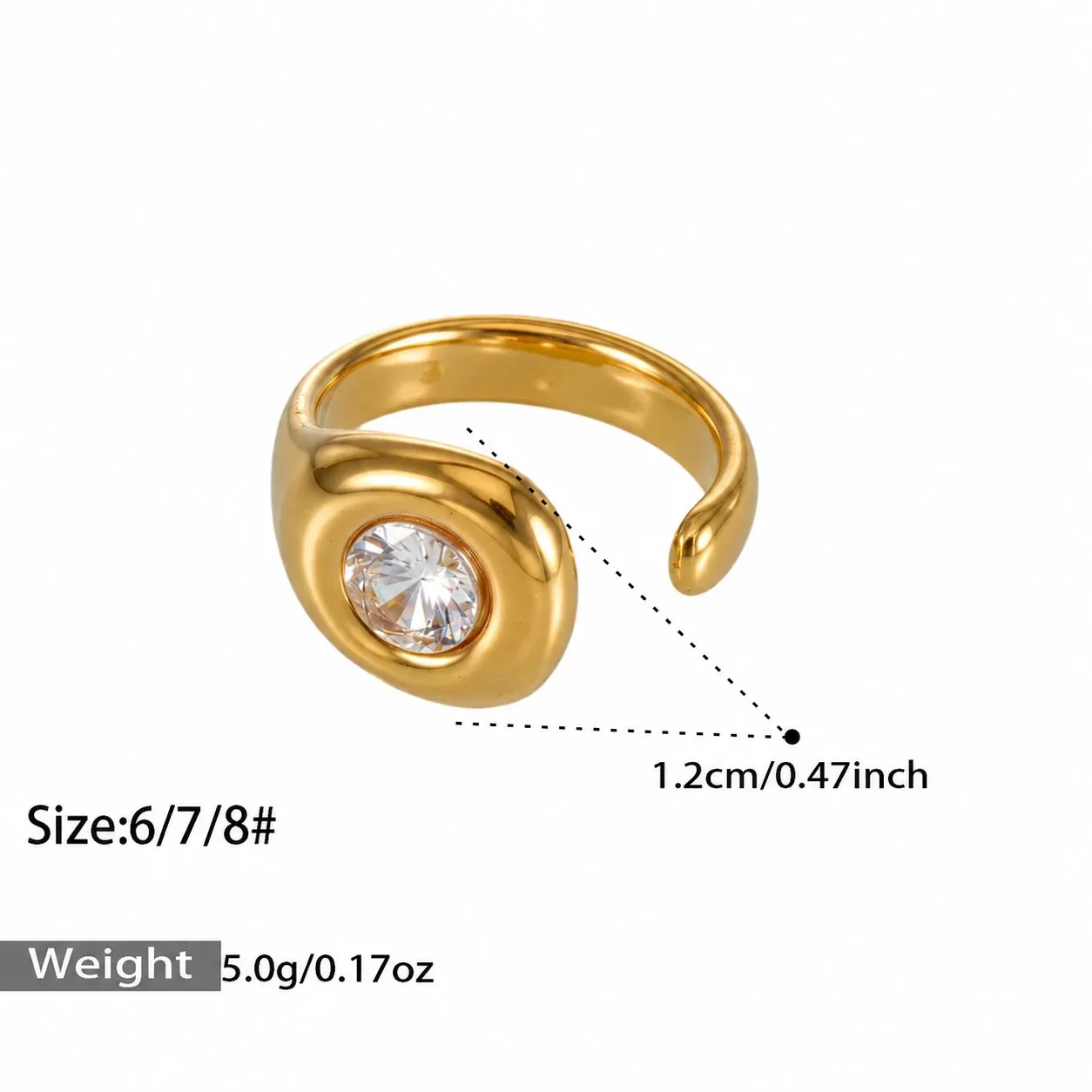 Heart, Oval & Crystal Ring Assortment, Stainless Steel Gold PVD - Gold Purple Oval Crystal