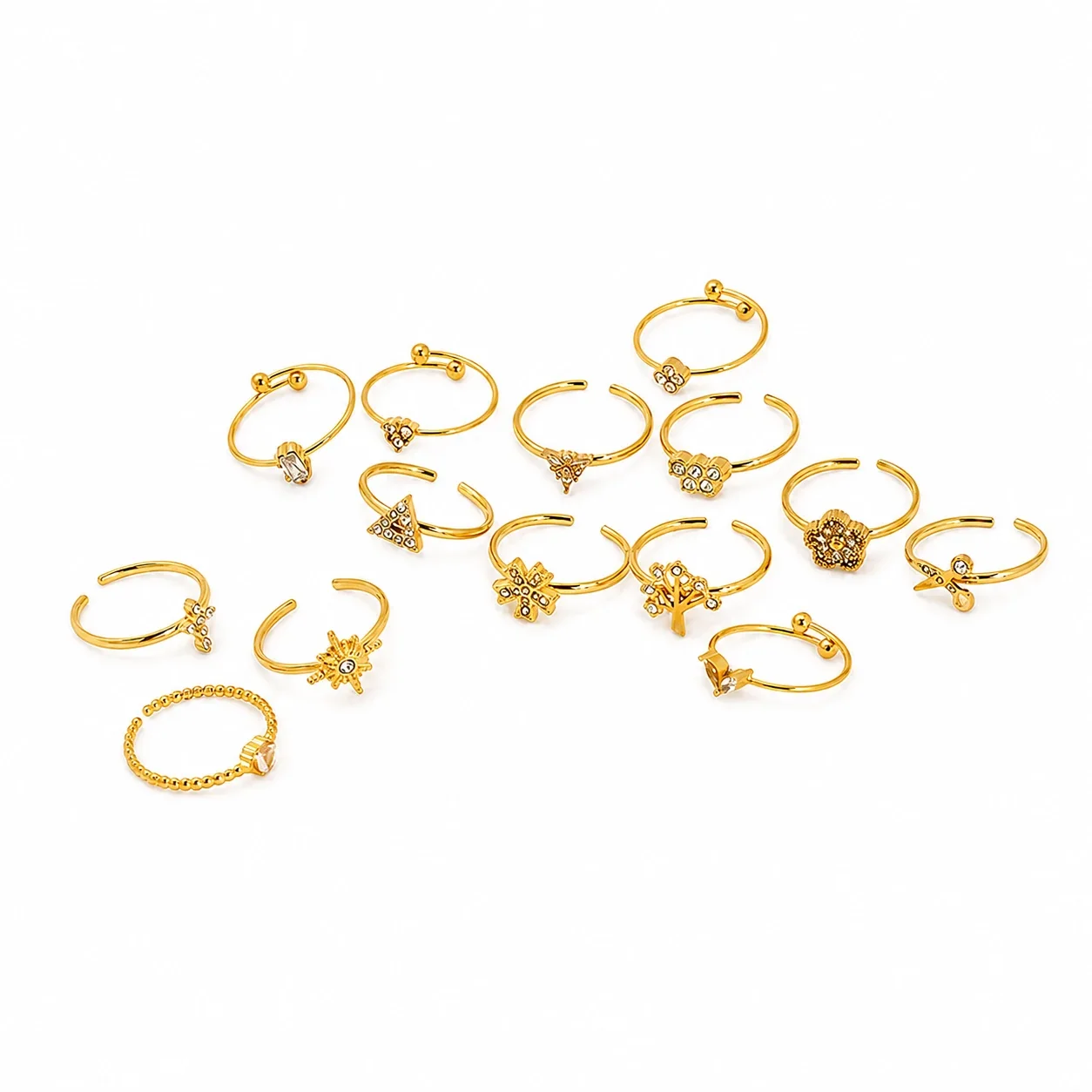 Radiant Gold-Plated Stainless Steel CZ Flower Ring