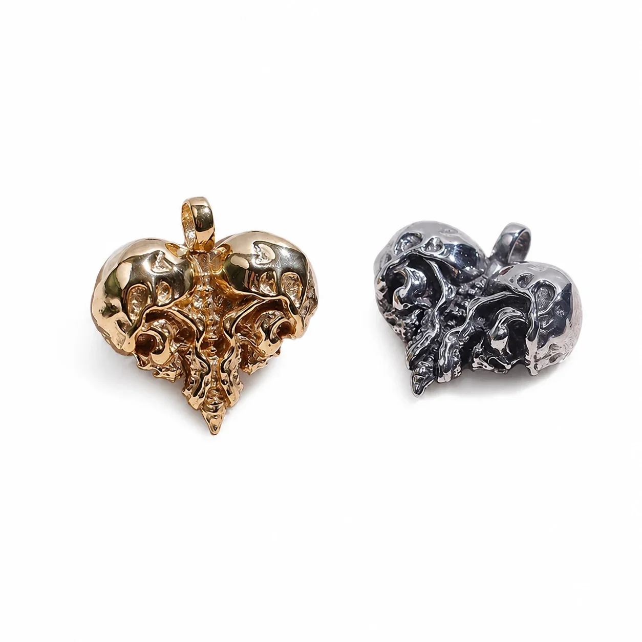 Gothic 316 Stainless Steel Skull Heart Pendant