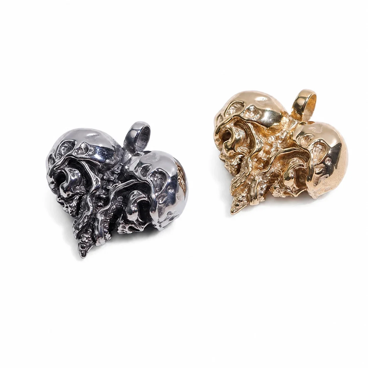 Gothic 316 Stainless Steel Skull Heart Pendant