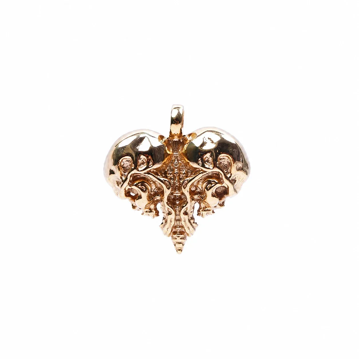 Gothic 316 Stainless Steel Skull Heart Pendant - Gold