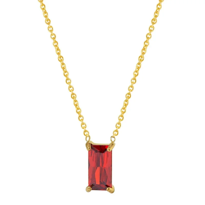 Sleek 18K Gold-Plated Emerald-Cut CZ Chain Necklace