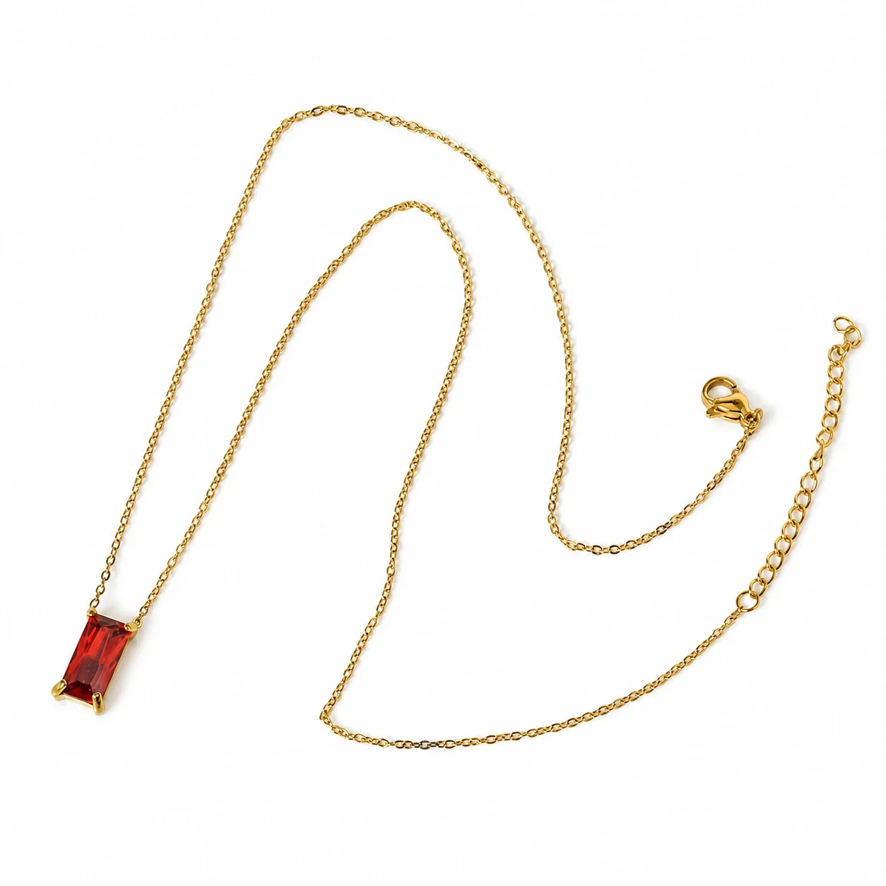 Sleek 18K Gold-Plated Emerald-Cut CZ Chain Necklace