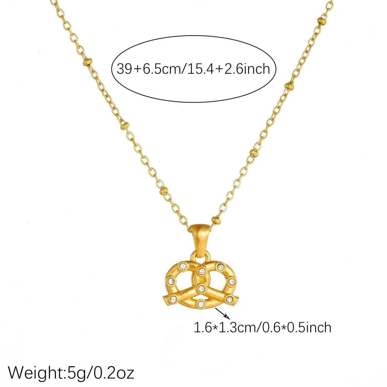 Pendant Necklace with Interwoven Crystal-Set Lines, Gold-Plated