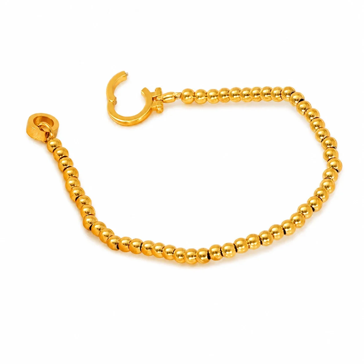 Polished 18K Gold-Plated Steel Ball Bead Clasp Bracelet
