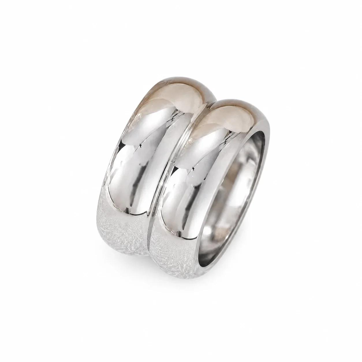 Bold Gold-Plated Stainless Steel Double Dome Band Ring