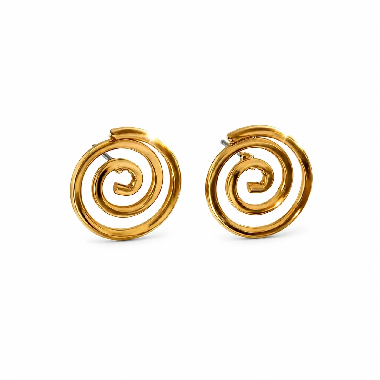 Produktfoto: Spiral-Ohrstecker aus 316 Edelstahl mit offener Wicklung und Gold PVD