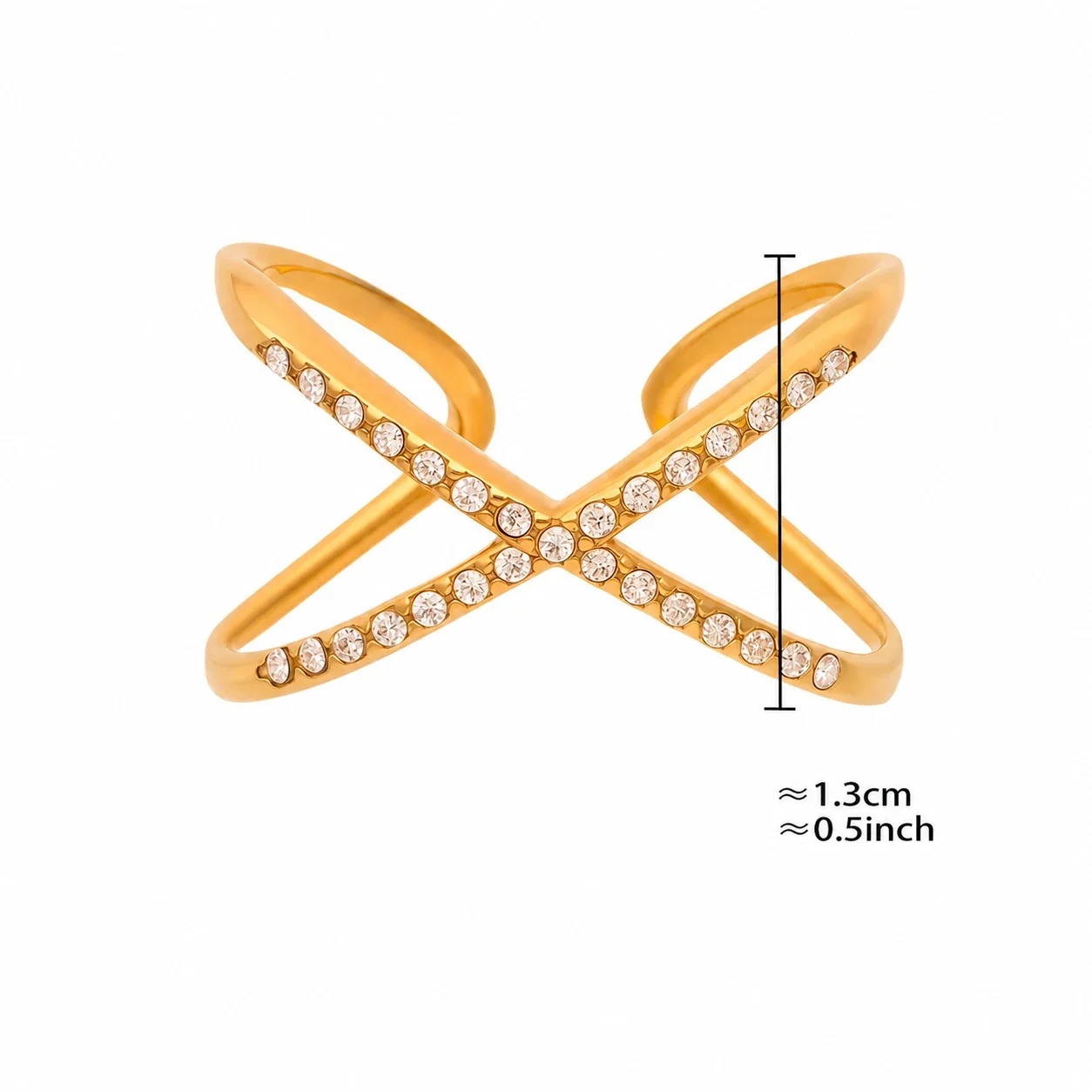 Celestial Gold-Plated Moon Star CZ Open Ring - Gold CZ