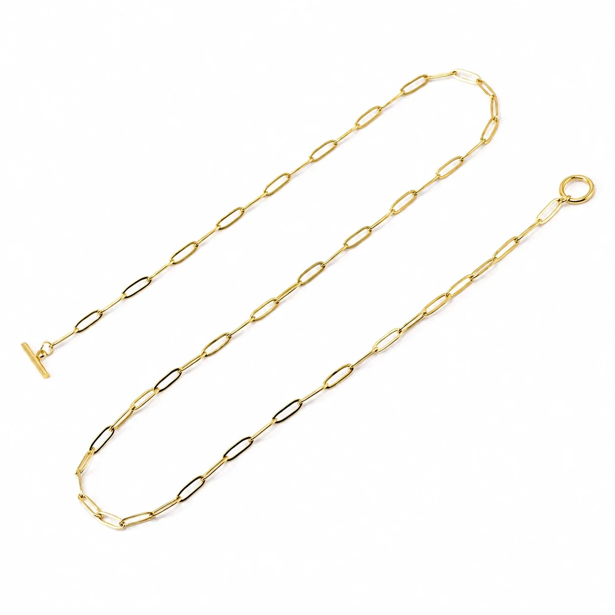 Refined 18K Gold-Plated Paperclip Toggle Chain Necklace