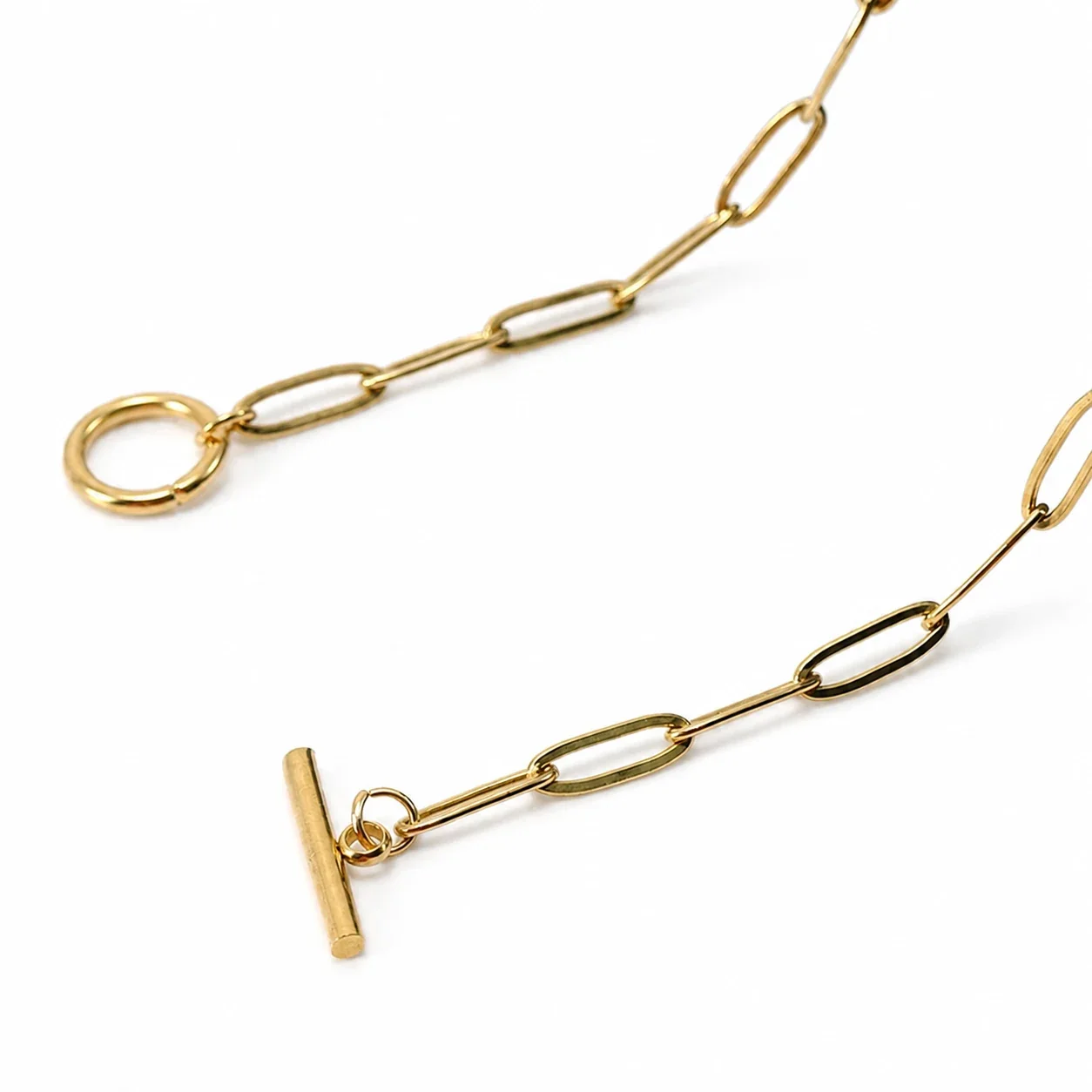 Refined 18K Gold-Plated Paperclip Toggle Chain Necklace
