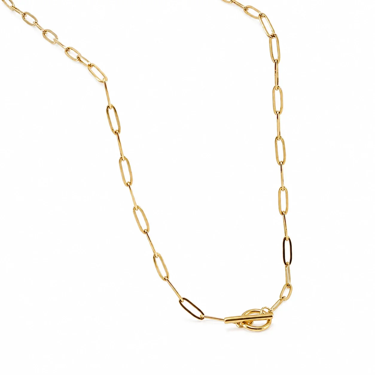 Refined 18K Gold-Plated Paperclip Toggle Chain Necklace