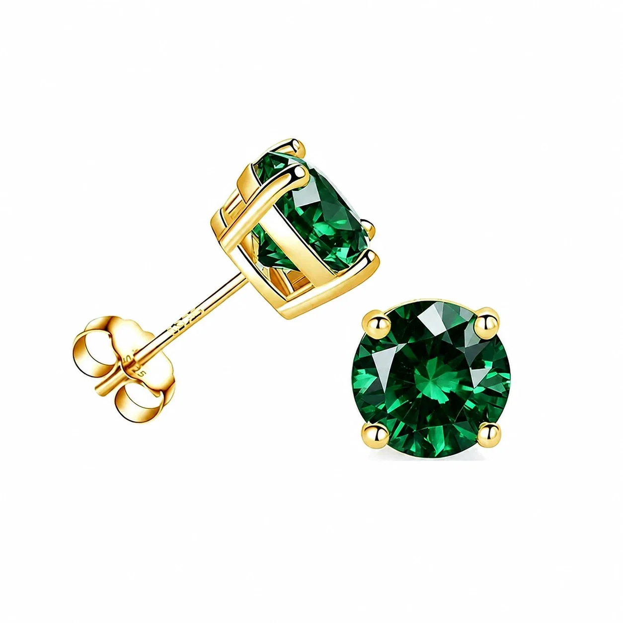 Refined Stainless Steel Round CZ Stud Earrings