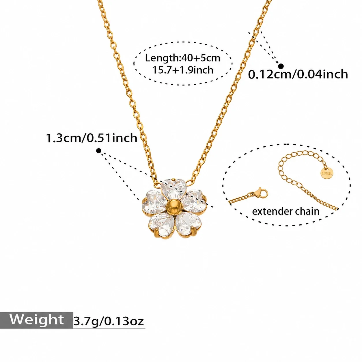 Foto del producto: Set de joyería de acero inoxidable con flores de cristal de cinco pétalos