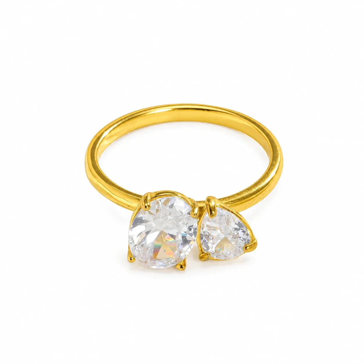 Ring with Oval and Pear CZ in Stainless Steel
