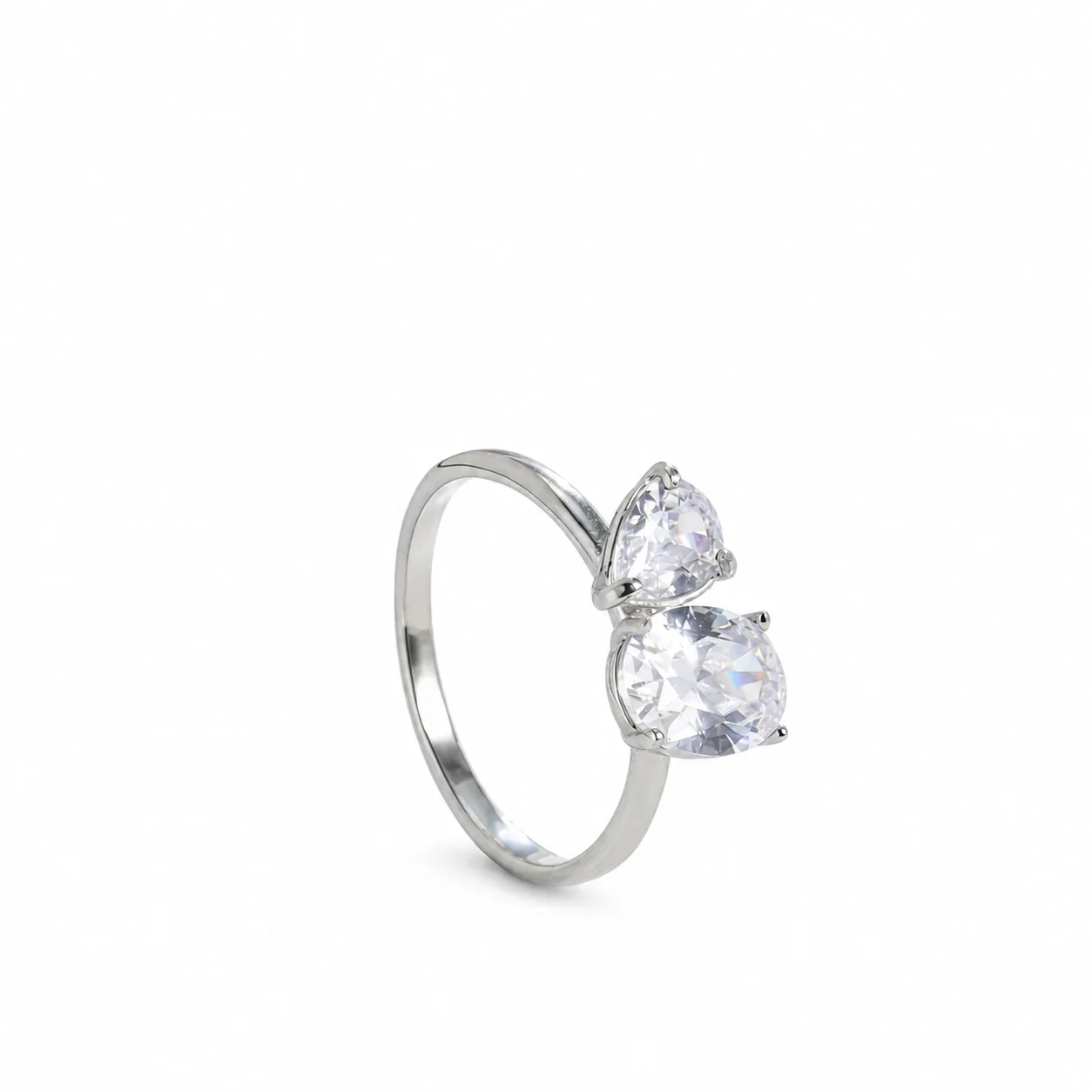 Ring with Oval and Pear CZ in Stainless Steel