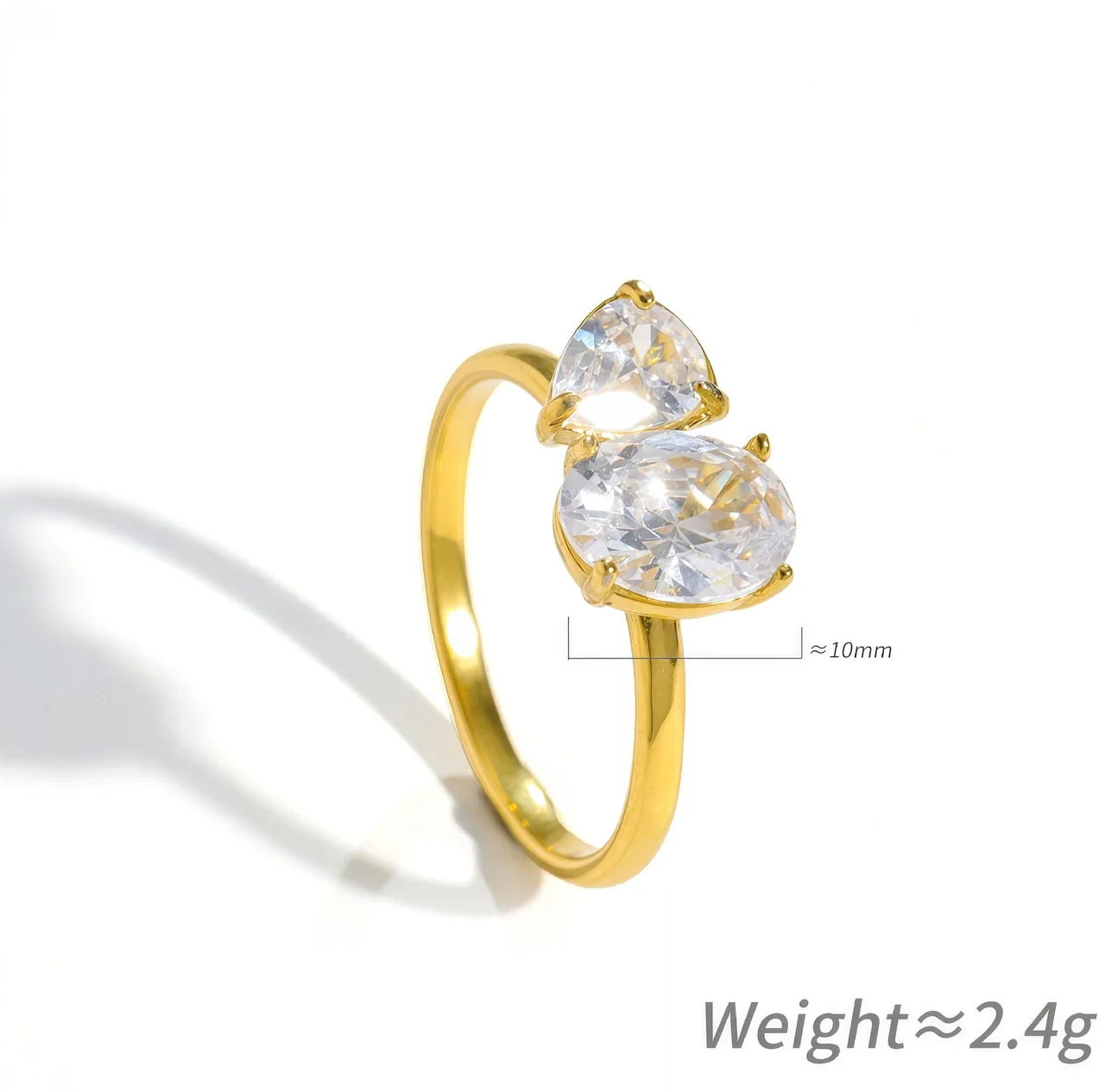 Ring with Oval and Pear CZ in Stainless Steel