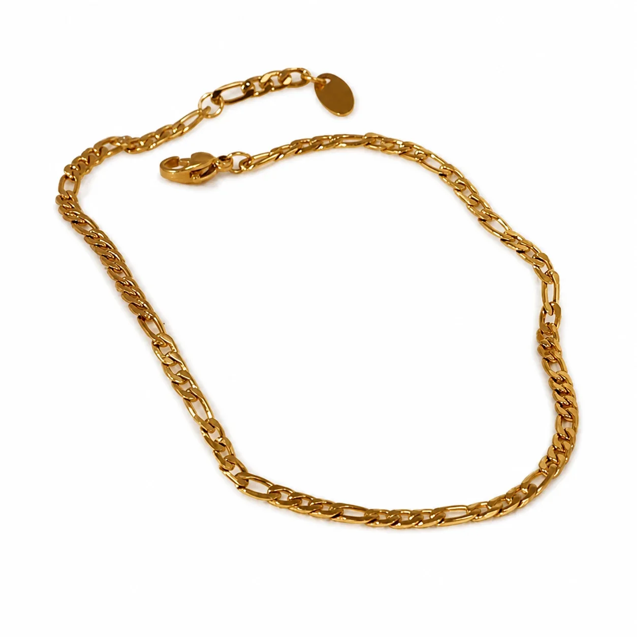 Slim 316 Stainless Steel Figaro Link Gold-Plated Anklet