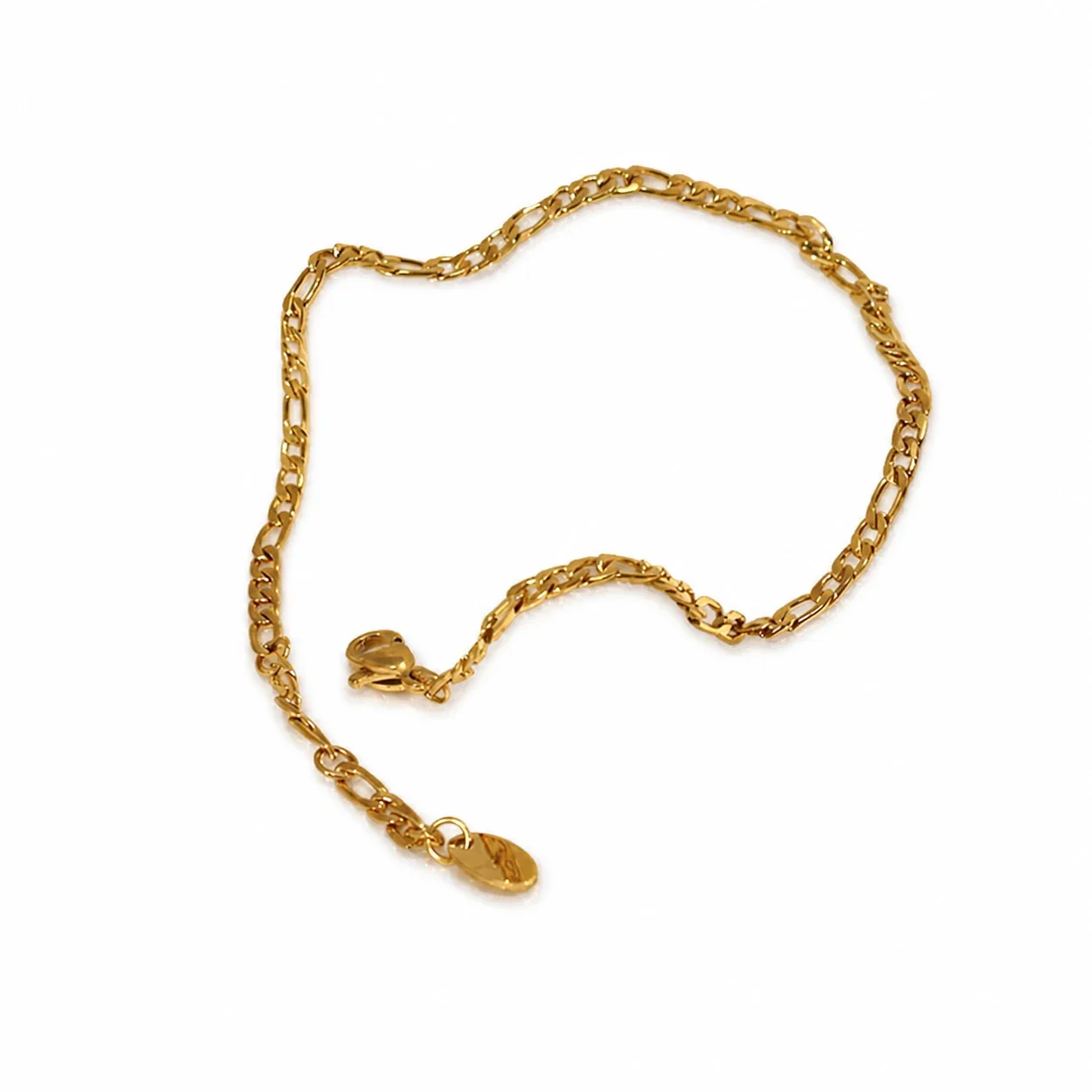 Slim 316 Stainless Steel Figaro Link Gold-Plated Anklet
