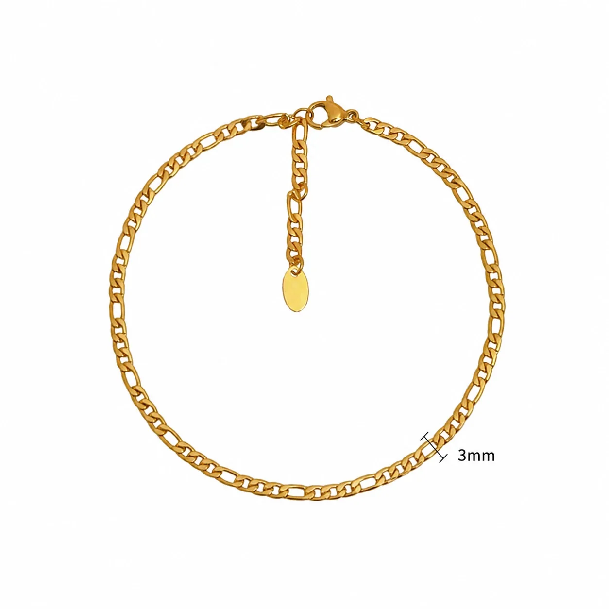 Slim 316 Stainless Steel Figaro Link Gold-Plated Anklet - Gold
